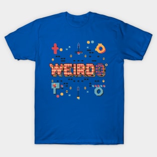 Weirdo Typography | Retro Gaming Script Font Design T-Shirt